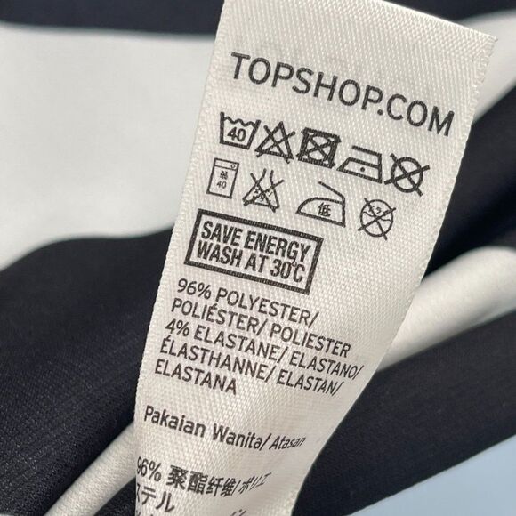 2/$30 TOPSHOP Striped Tie Sleeve V-Neck Wrap Blouse Top Shirt Bell Sleeve Black - Picture 9 of 9